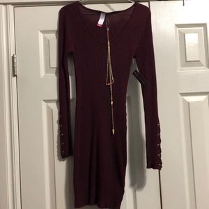 Brand new No Boundaries maroon sweater dress & necklace with tags!